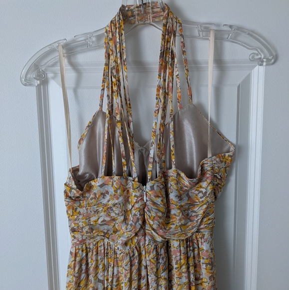 BCBGeneration Peach Multi Color V-neck High-Low A-line Dress - Picture 3 of 7